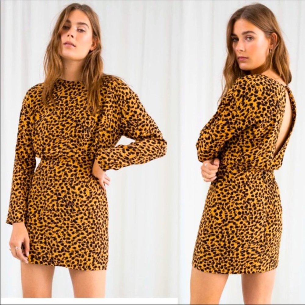 & Other Stories Leopard Long Sleeve Dress Size 0